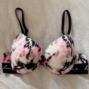 Victoria's Secret PINK Wear Everywhere Push-Up Bra Tie Dye Pink Black 34B